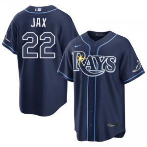 Griffin Jax #22 Tampa Bay Baseball Jersey | Official Men Navy Stitched Edition 83596456