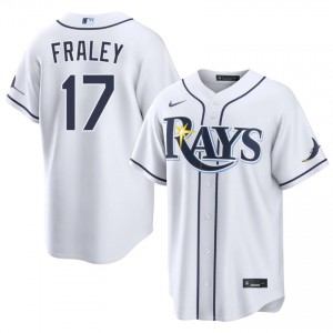 Men Jake Fraley #17 White Stitched Jersey | Rays Pro-Grade Baseball Gear 42801196