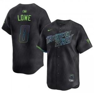 Men Brandon Lowe #8 Black City Connect Sewn Jersey | Rays Elite Baseball Gear 98096469