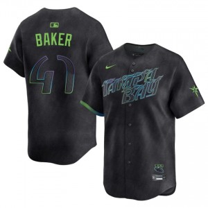 Men Bryan Baker #47 Black City Connect Stitched Jersey | Rays Authentic Baseball Gear 93311885