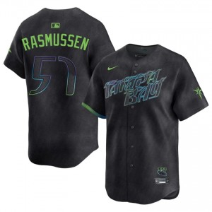 Men Drew Rasmussen #57 Black City Connect Embroidery Jersey | Rays Pro-Grade Baseball Gear 85755743