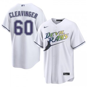 #60 Garrett Cleavinger Genuine Men Alternate Baseball Jersey | TB Rays White Fan Gear 42550635