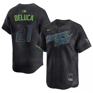 Men Jonny DeLuca #21 Black City Connect Embroidery Jersey | Rays Elite Baseball Gear 42690650