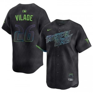 Men Ryan Vilade #26 Black City Connect Embroidery Jersey | Rays Authentic Baseball Gear 28466458