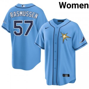 Tampa Bay Drew Rasmussen #57 Blue Women Jersey | Stitched Premium Baseball Uniform 59990917