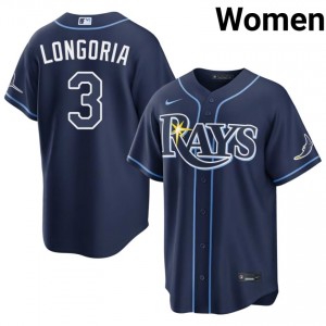 #3 Evan Longoria Genuine Women Baseball Jersey | TB Rays Navy Fan Gear 33667788