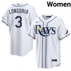 Evan Longoria #3 Tampa Bay Baseball Jersey | Classic Women White Embroidery Edition 26365644