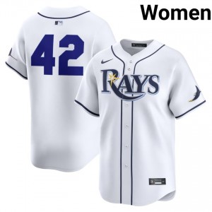 Women Jackie Robinson Day #42 White Stitched Jersey | Rays Authentic Baseball Gear 26384539