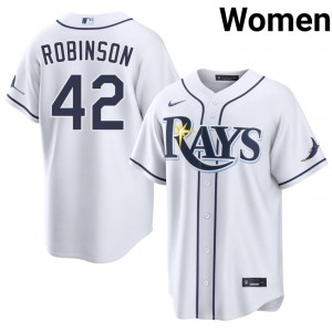 Jackie Robinson #42 Tampa Bay Baseball Jersey | Classic Women White Stitch Edition 68202505