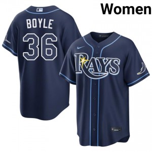 Tampa Bay Joe Boyle #36 Navy Women Jersey | Sewn Replica Baseball Uniform 44170463