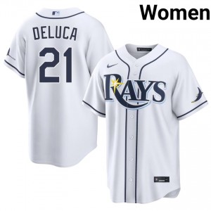 Jonny DeLuca #21 Tampa Bay Baseball Jersey | Fresh Women White Stitch Edition 64716513