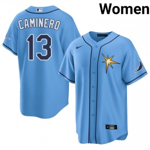 Tampa Bay Junior Caminero #13 Blue Women Jersey | Embroidery Premium Baseball Uniform 51824556