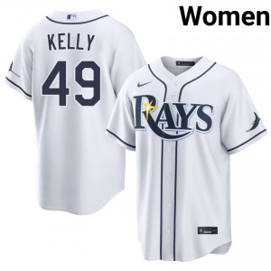 Kevin Kelly #49 Tampa Bay Baseball Jersey | Official Women White Stitch Edition 21550076