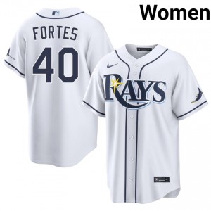 Nick Fortes #40 Tampa Bay Baseball Jersey | Fresh Women White Embroidery Edition 67908735