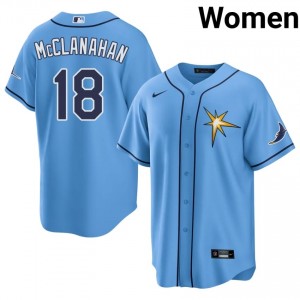 #18 Shane McClanahan Genuine Women Baseball Jersey | TB Rays Blue Fan Gear 62813913