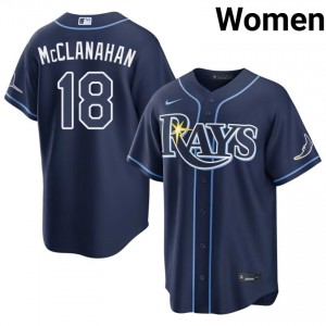 Tampa Bay Shane McClanahan #18 Navy Women Jersey | Embroidery Licensed Baseball Uniform 73786237