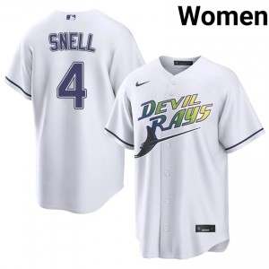 Women Blake Snell #4 White Alternate Stitch Jersey | Rays Elite Baseball Gear 77065499