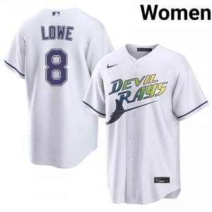 White Brandon Lowe #8 Tampa Bay Rays Baseball Alternate Stitch Jersey | Original Women Fit 14619431