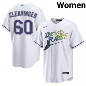 White Garrett Cleavinger #60 Tampa Bay Rays Baseball Alternate Sewn Jersey | Original Women Fit 56087198