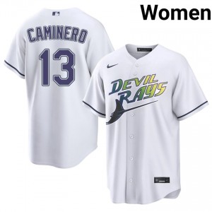 White Junior Caminero #13 Tampa Bay Rays Baseball Alternate Sewn Jersey | Durable Women Fit 96545467