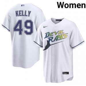 White Kevin Kelly #49 Tampa Bay Rays Baseball Alternate Embroidery Jersey | MLB Women Fit 50142758