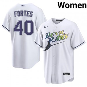 White Nick Fortes #40 Tampa Bay Rays Baseball Alternate Embroidery Jersey | Original Women Fit 94686601