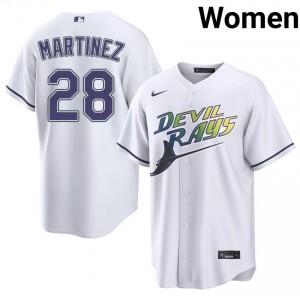 Women Nick Martinez #28 White Alternate Embroidery Jersey | Rays Authentic Baseball Gear 60615218