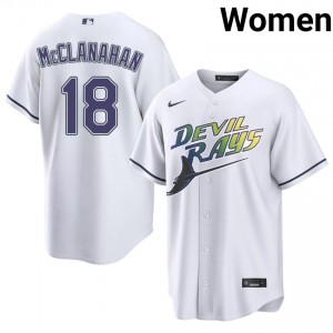 Women Shane McClanahan #18 White Alternate Sewn Jersey | Rays Elite Baseball Gear 76667820