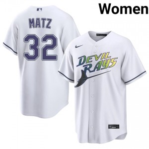 White Steven Matz #32 Tampa Bay Rays Baseball Alternate Stitched Jersey | Original Women Fit 78435142