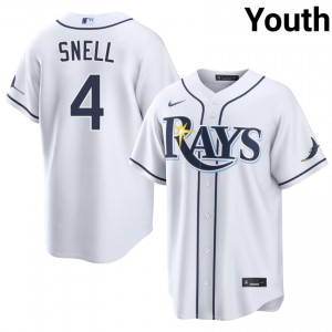 #4 Blake Snell Officially Licensed Youth Baseball Jersey | TB Rays White Fan Gear 16412890