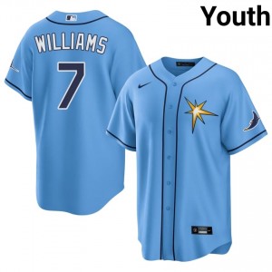 Youth Carson Williams #7 Blue Embroidery Jersey | Rays Pro-Grade Baseball Gear 69880162
