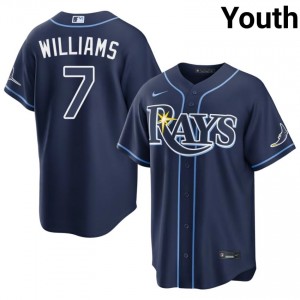 Navy Carson Williams #7 Tampa Bay Rays Baseball Embroidery Jersey | Durable Youth Fit 63511772