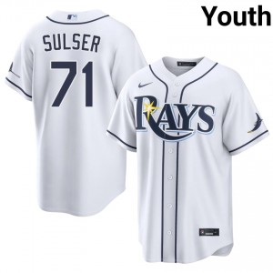 Tampa Bay Cole Sulser #71 White Youth Jersey | Sewn Premium Baseball Uniform 18212176