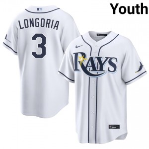 Tampa Bay Evan Longoria #3 White Youth Jersey | Stitched Licensed Baseball Uniform 28478753