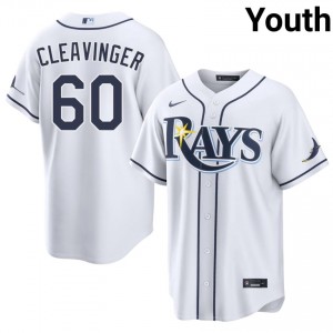 Tampa Bay Garrett Cleavinger #60 White Youth Jersey | Embroidery Replica Baseball Uniform 59685622