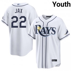 #22 Griffin Jax Genuine Youth Baseball Jersey | TB Rays White Fan Gear 55681574