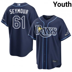 Youth Ian Seymour #61 Navy Embroidery Jersey | Rays Elite Baseball Gear 15633835