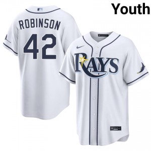 Tampa Bay Jackie Robinson #42 White Youth Jersey | Embroidery Licensed Baseball Uniform 46023027