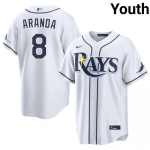 #8 Jonathan Aranda Officially Licensed Youth Baseball Jersey | TB Rays White Fan Gear 51198491
