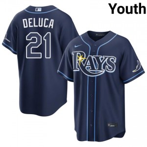 Navy Jonny DeLuca #21 Tampa Bay Rays Baseball Stitch Jersey | MLB Youth Fit 75960273