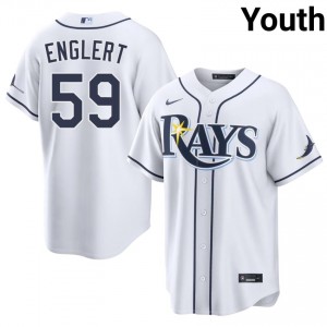 #59 Mason Englert Officially Licensed Youth Baseball Jersey | TB Rays White Fan Gear 85695047