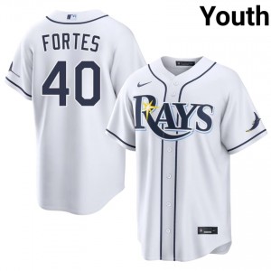 Tampa Bay Nick Fortes #40 White Youth Jersey | Stitched Replica Baseball Uniform 38816160