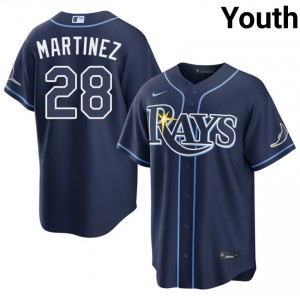 Youth Nick Martinez #28 Navy Embroidery Jersey | Rays Pro-Grade Baseball Gear 21789225