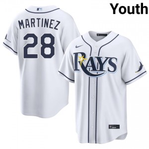 #28 Nick Martinez Gameday Youth Baseball Jersey | TB Rays White Fan Gear 50887279