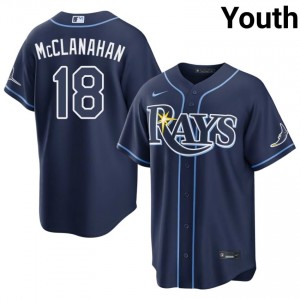 Youth Shane McClanahan #18 Navy Stitched Jersey | Rays Authentic Baseball Gear 54948786