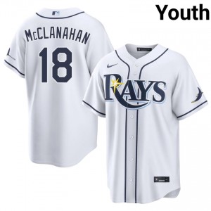 #18 Shane McClanahan Officially Licensed Youth Baseball Jersey | TB Rays White Fan Gear 75084140