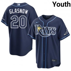 Navy Tyler Glasnow #20 Tampa Bay Rays Baseball Embroidery Jersey | MLB Youth Fit 93114010