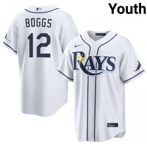 Tampa Bay Wade Boggs #12 White Youth Jersey | Embroidery Premium Baseball Uniform 90668323