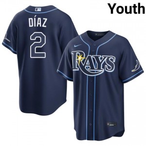 Youth Yandy Diaz #2 Navy Sewn Jersey | Rays Elite Baseball Gear 25048715