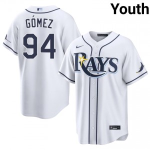 Tampa Bay Yoendrys Gomez #94 White Youth Jersey | Stitched Licensed Baseball Uniform 90335976